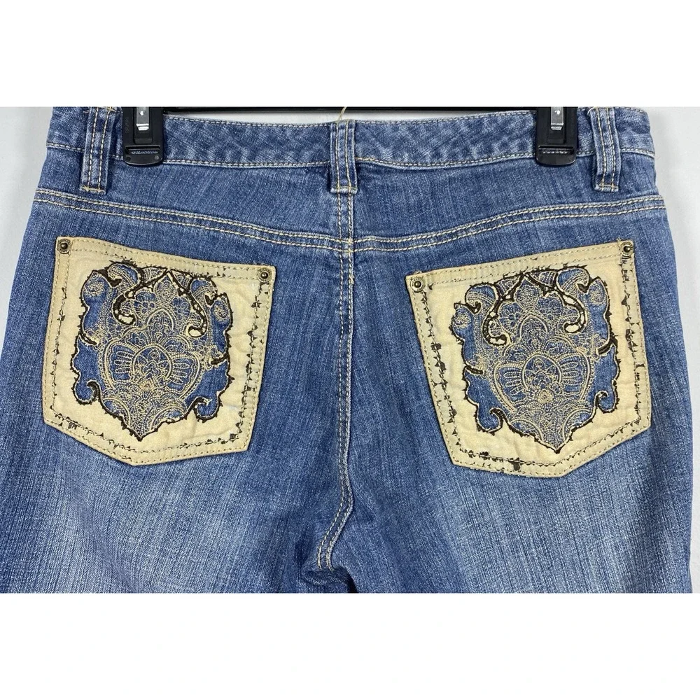 MICHAEL KORS Cropped Jeans Pockets Women's 8 Denim Capris Embroidered‎ Festival